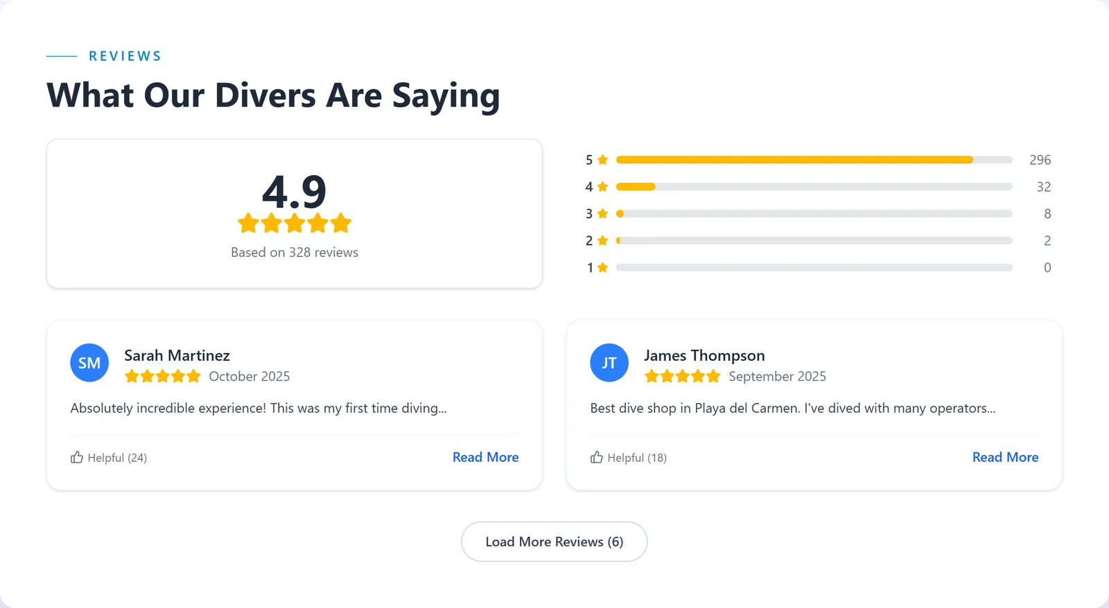 Reviews with a 4.9 rating breakdown
