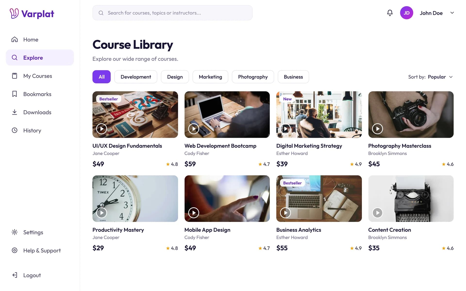 The Varplat course library